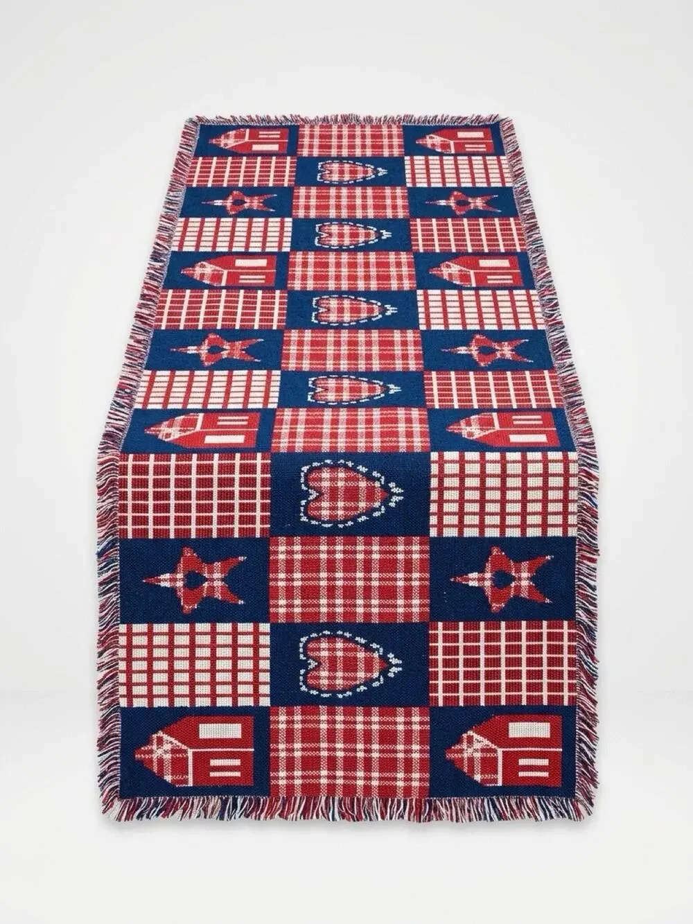 Vintage Linen Cotton Table Runner 13x66” Fridge Hearts Stars HomeSweetHome Core